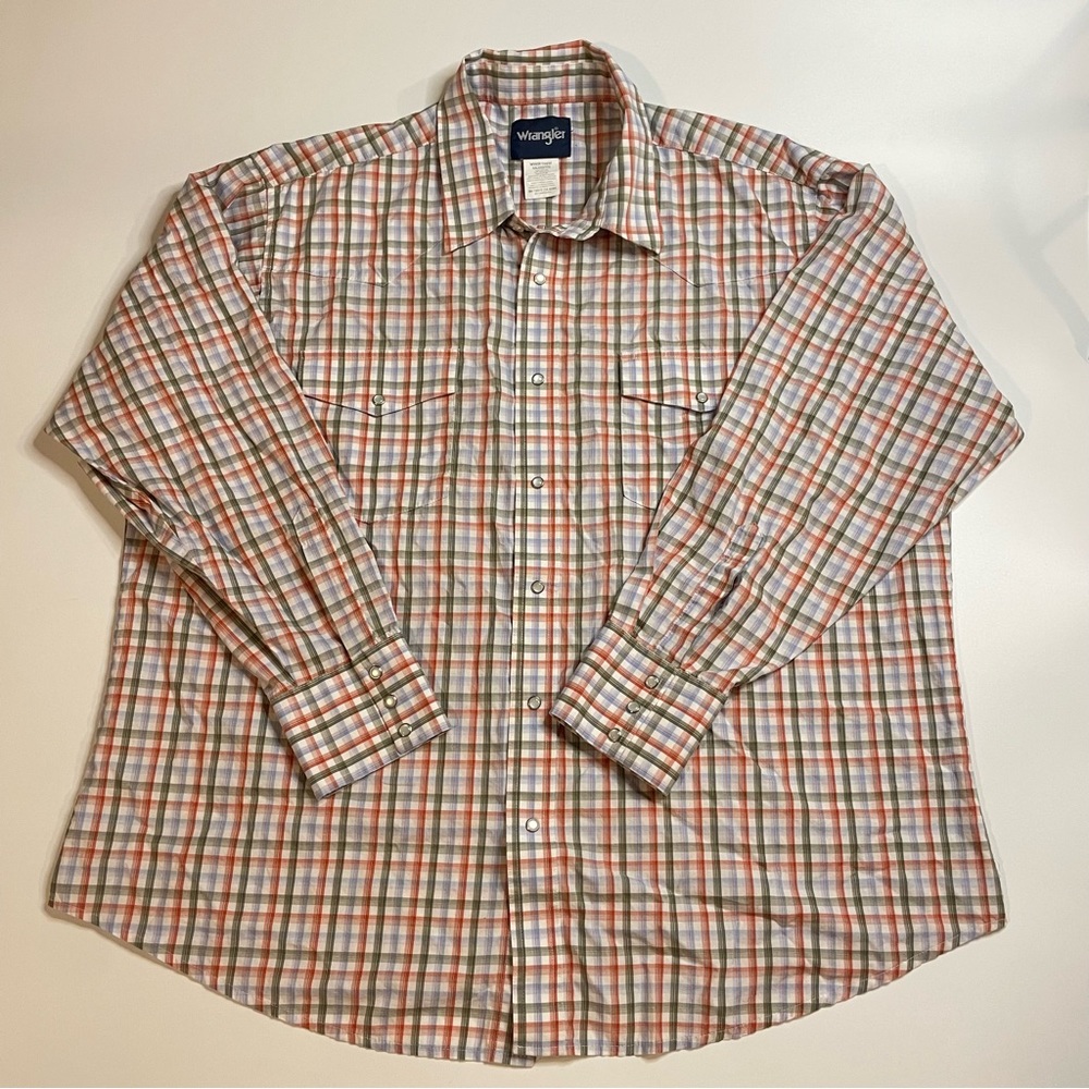 Wrangler  Pearl Snap Western Button Down Shirt Size XXL 100%cotton